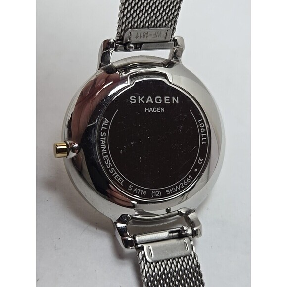 Skagen Hagen SKW2661 Womens 34mm Gold Silver Tone Mesh Quartz Watch New Battery